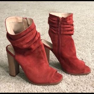 Red Peep-Toe Booties